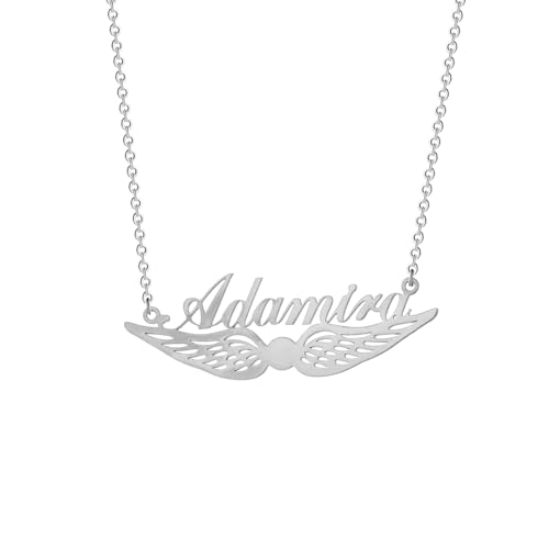 SDFXCDR Herren Halsketten Personalisierte Winkel Flügel Custom Name Anhänger Halskette für Frauen Bohemia Schmuck Geburtstagsgeschenk Dankeschön Lehrer Geschenke von SDFXCDR