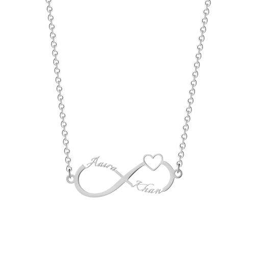 SDFXCDR Herrenketten Infinity Symbol Anhänger Halskette für Frauen Benutzerdefinierte Doppelname personalisierte Paar Halskette Schmuck Dankeschön Lehrer Geschenke von SDFXCDR