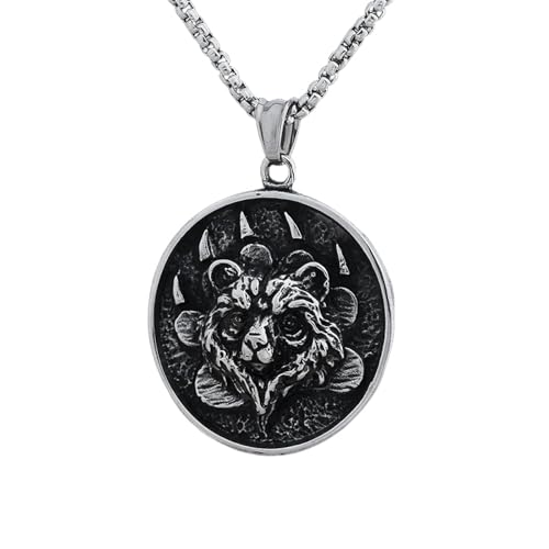 SDFXCDR männer halskette Biker 2024 New Punk Animal Bear And Paw Pendant Necklace For Man Women Boyfriend Gift Animal Jewelry einschulungsgeschenke jungen von SDFXCDR