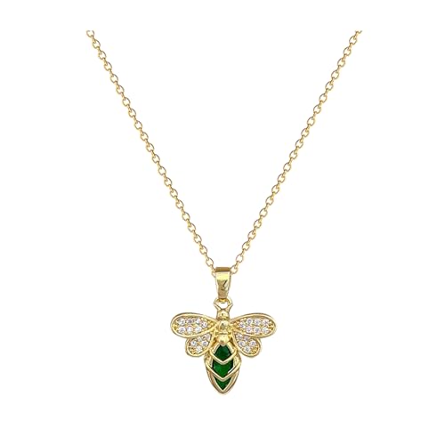 SDFXCDR necklace herren halskette Grünes Tier Biene Strass Anhänger Halskette Für Frauen Mädchen Trend Mode Halskette Schmuck Geschenk von SDFXCDR