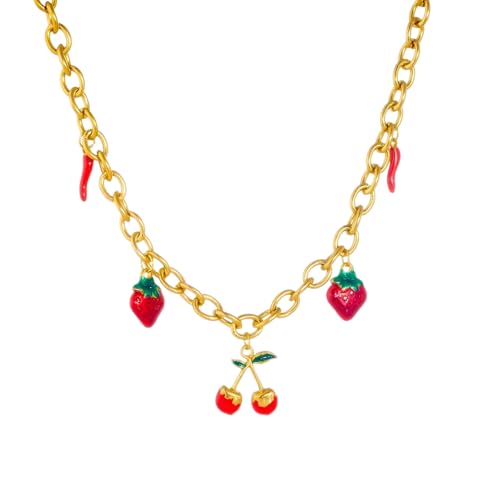 SDFXCDR necklace herren halskette l Rote Früchte Kirsche Geformte Perle Viele Anhänger Halskette Für Frauen Neue Halskette Schmuck Party Geschenk von SDFXCDR