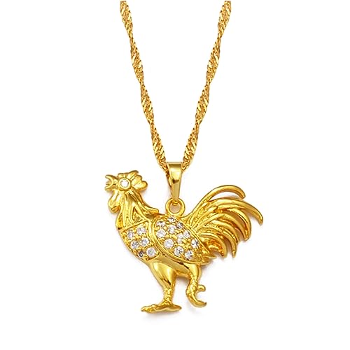 SDFXCDR personalisierte Halskette, Huhn Halskette für Frauen Mädchen, Gold Farbe Hahn Anhänger Kette mit Stein Schmuck Geschenk SDFXCDR personalisierte Halskette, Huhn Halskette für Frauen Mädchen, Gold Farbe Hahn Anhänger Kette mit Stein Schmuck Geschenk von SDFXCDR