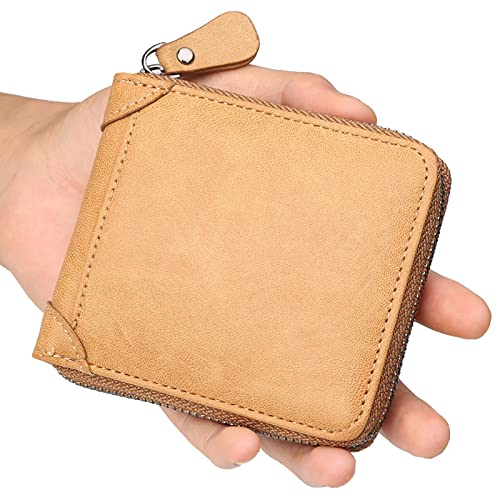 Brieftasche, Geldbörsen Herren Slim Bifold Wallet, Blocking Echtleder mit Reißverschluss-Münzfach, Flip(Unique Colour) von SDGBCXD