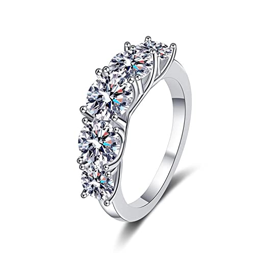 SDGBCXD, 3,6 ct D Farbe VVS1 Moissanit Verlobungsringe for Damen 925 Sterling Silber Diamantringe for Ehering mit Zertifikat,Diamant Ringe(7) von SDGBCXD
