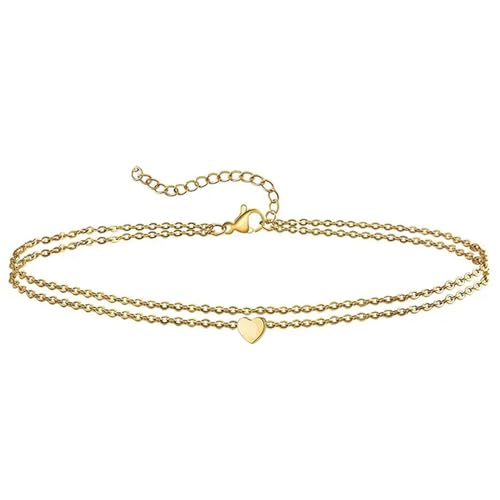 SDGBCXD, 304 Edelstahl Stilvolle Link Kabel Kette Mehrschichtig Layered Fußkettchen Sandalen Barfuß Strand Bein Armband,Fußkettchen(Silver Color2) von SDGBCXD