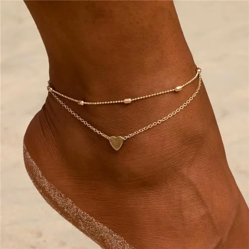SDGBCXD, Böhmen Handschellen Fußkettchen Multilayer Silber Farbe Fuß Kette Mode Knöchel Armband for Frauen Strand Schmuck,Fußkettchen(50198) von SDGBCXD