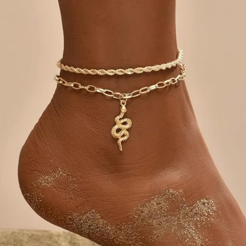 SDGBCXD, Böhmen Handschellen Fußkettchen Multilayer Silber Farbe Fuß Kette Mode Knöchel Armband for Frauen Strand Schmuck,Fußkettchen(50447) von SDGBCXD