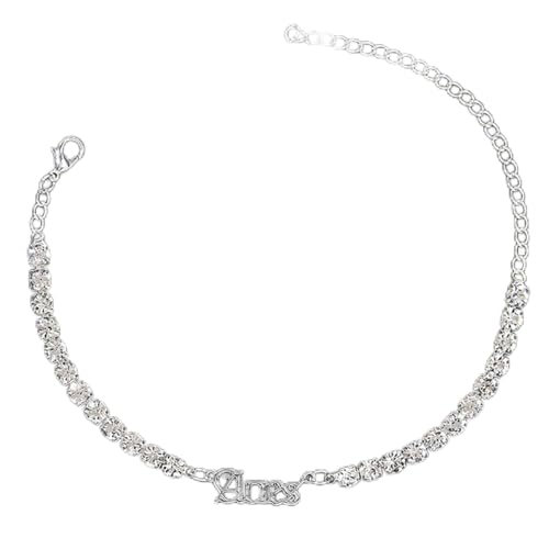 SDGBCXD, Edelstahl Konstellation Fußkettchen for Frauen Mode Englisch Strass Buchstaben Zirkon Fußkettchen Strand Schmuck,Fußkettchen(Gold,Cancer anklet) von SDGBCXD