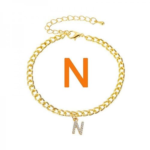 SDGBCXD, Gold Farbe Brief Fußkettchen for Frauen Charme Alphabet Kette Fußkettchen Armband Strand Boho Schmuck Party Geschenk,Fußkettchen(2) von SDGBCXD