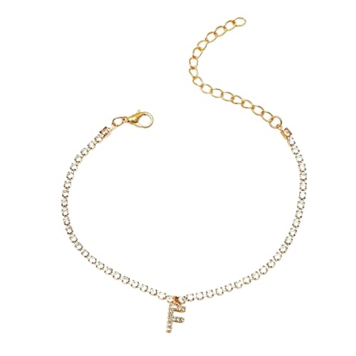 SDGBCXD, Gold Farbe Brief Fußkettchen for Frauen Charme Alphabet Kette Fußkettchen Armband Strand Boho Schmuck Party Geschenk,Fußkettchen(F) von SDGBCXD
