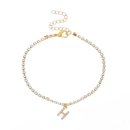 SDGBCXD, Kristall Zirkon Anfangsbuchstaben Armband Alphabet Fußkettchen for Frauen Fußkette Strand Bein Armbänder Boho Schmuck,Fußkettchen(C) von SDGBCXD