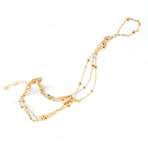 SDGBCXD, Mode Gold Silber Farbe Multilayer Dünne Kette Fußkettchen Mini Metall Kleine Kugel Zehenring Fußkettchen Fußschmuck for Frauen,Fußkettchen(Goldone Pcs) von SDGBCXD