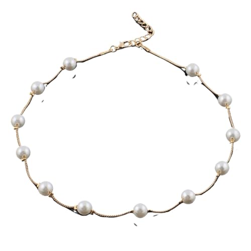 SDGBCXD, Mode Halsband Imitation Perle Kurze Halskette for Frauen Gold Silber Überzogene Kragen Collier Schmuck,Halsketten von SDGBCXD