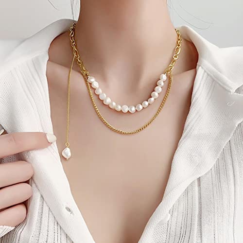 SDGBCXD, Natürliche Süßwasserperlen-Halskette, Barockperlen-Schmuck for Frauen, Hochzeitsperlen-Halskette,Halsketten(12) von SDGBCXD