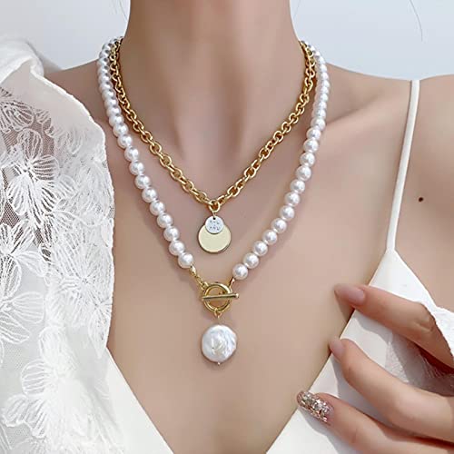 SDGBCXD, Natürliche Süßwasserperlen-Halskette, Barockperlen-Schmuck for Frauen, Hochzeitsperlen-Halskette,Halsketten(17) von SDGBCXD