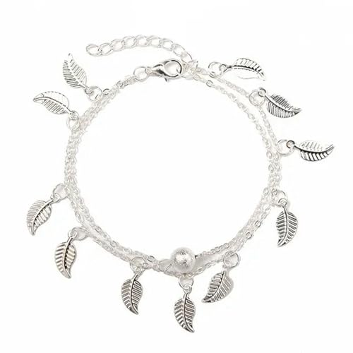SDGBCXD, Silber Farbe Fußkettchen Armband Auf Die Bein Mode Herz Weibliche Fußkettchen Barfuß for Frauen Bein Kette Strand Fuß,Fußkettchen(S051) von SDGBCXD