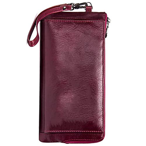 SDGBCXD Brieftasche, Geldbörse mit 9 Kartenfächern, Ausweisfenster und Münzfach, Ledergeldbörsen for Herren, Lange Geldbörsen(Red) von SDGBCXD