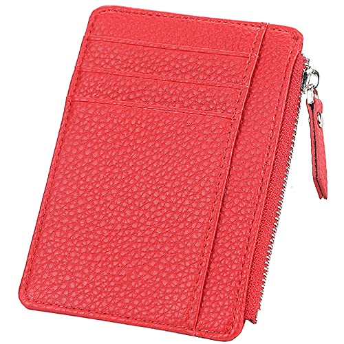SDGBCXD Brieftasche, Geldbörsen Herren Multifunktionale Blockierleder-Schlanke Geldbörse Kleines und kompaktes Design Echtes Leder(Red) von SDGBCXD