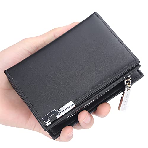 SDGBCXD Brieftasche, Geldbörsen Herren Superfeine Faser PU Kunstleder Blocking Wallet Bifold, Banknotenfächer(Black) von SDGBCXD