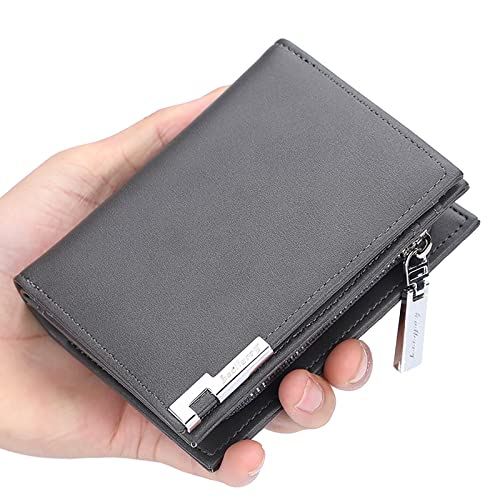SDGBCXD Brieftasche, Geldbörsen Herren Superfeine Faser PU Kunstleder Blocking Wallet Bifold, Banknotenfächer(Grijs) von SDGBCXD