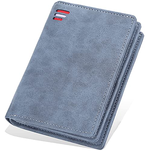 SDGBCXD Brieftasche, Geldbörsen for Herren, Blockierleder, superfeine Faser, PU-Kunstleder, multifunktionale for, schmal(Blu) von SDGBCXD