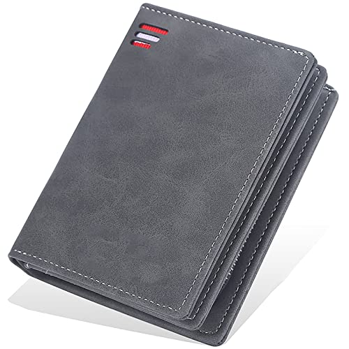 SDGBCXD Brieftasche, Geldbörsen for Herren, Blockierleder, superfeine Faser, PU-Kunstleder, multifunktionale for, schmal(Gray1) von SDGBCXD