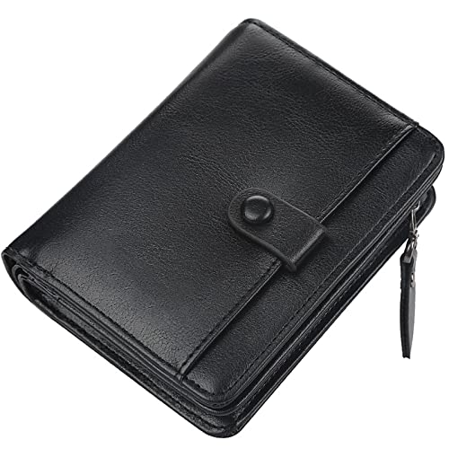 SDGBCXD Brieftasche, Geldbörsen for Herren, schmal, aus echtem Leder mit Münzfach Reißverschluss, zweifach Faltbare Geldbörse superfeinem PU-Kunstleder(Black) von SDGBCXD