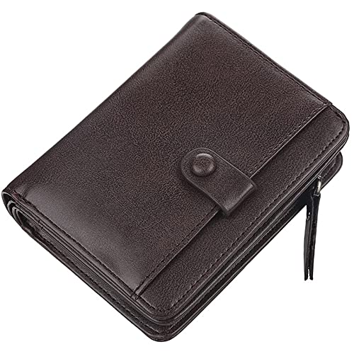SDGBCXD Brieftasche, Geldbörsen for Herren, schmal, aus echtem Leder mit Münzfach Reißverschluss, zweifach Faltbare Geldbörse superfeinem PU-Kunstleder(Bruin) von SDGBCXD