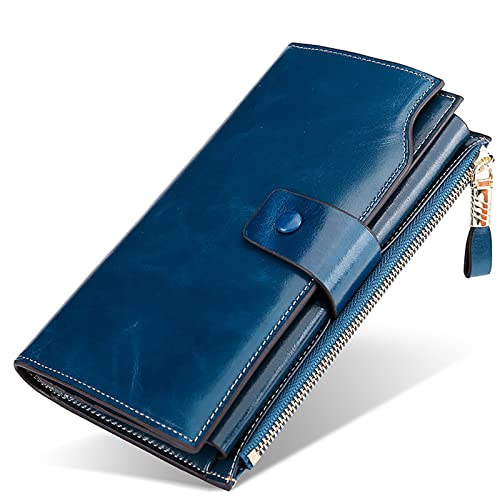 SDGBCXD Brieftasche, Geschützte Soft TouchKreditkarten-Geldscheinfächer Echtes Leder Herren-Geldbörse(Blu) von SDGBCXD