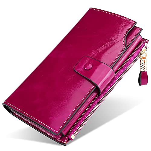 SDGBCXD Brieftasche, Geschützte Soft TouchKreditkarten-Geldscheinfächer Echtes Leder Herren-Geldbörse(Purple) von SDGBCXD