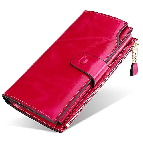 SDGBCXD Brieftasche, Geschützte Soft TouchKreditkarten-Geldscheinfächer Echtes Leder Herren-Geldbörse(Roze) von SDGBCXD