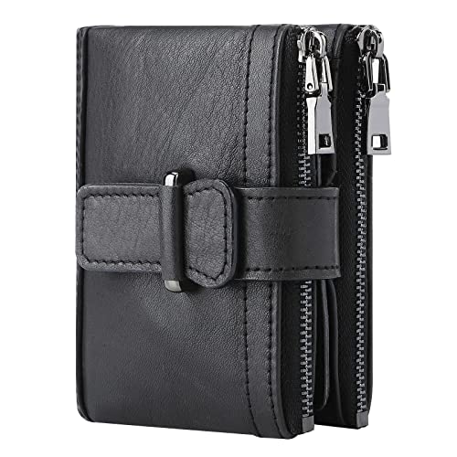 SDGBCXD Brieftasche, Herren-Geldbörse, blockierende Brieftasche, zweifach Faltbare Leder-Geldbörse, sichere aus weichem Leder(Black) von SDGBCXD