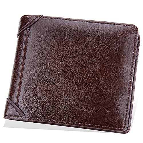 SDGBCXD Brieftasche, Ledergeldbörse for Herren, geschützte Ausweisfächer, Kreditkartenfächer, Geldscheinfächer, weiche, zweifach Faltbare Geldklammer(Bruin) von SDGBCXD