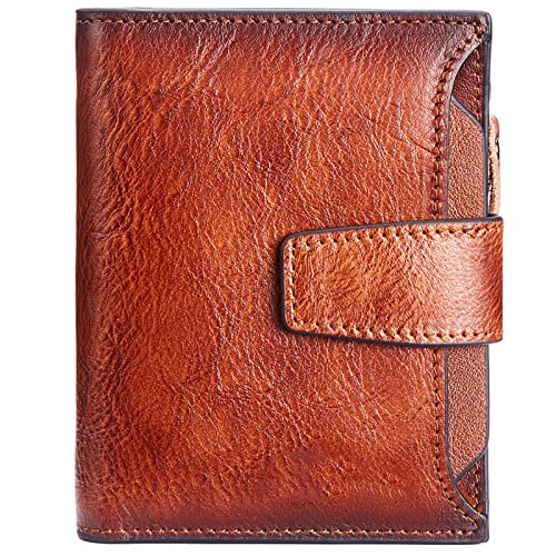 SDGBCXD Brieftasche, Ledergeldbörse for Kreditkarten mit blockierendem Foto-ID-Reißverschluss und Münzfach(Oranje) von SDGBCXD