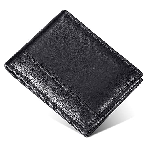 SDGBCXD Brieftasche, Multifunktionale Herren-Geldbörse aus geöltem, gewachstem Leder mit Blockierung, 1 transparentes Fotofenster, 2 große Geldscheinfächer(Black) von SDGBCXD