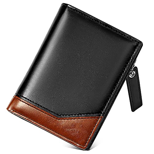 SDGBCXD Brieftasche, mit Blockierung, 11 Kartenfächer, 1 Reißverschlussfach, Bargeldfach, zweifach gefaltete PU-Geldbörse Reißverschluss(Black) von SDGBCXD