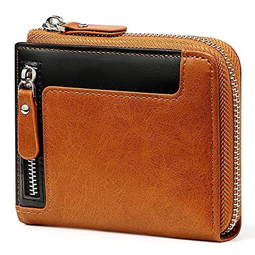 SDGBCXD Brieftasche, mit Blockierung, 9 Kartenfächer, 2 Münzfächer, 1 Bargeldfach, Multifunktions-Ausweishalter aus Leder(Bruin) von SDGBCXD