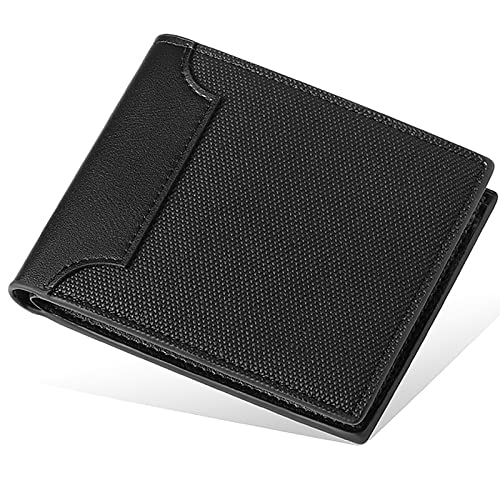 SDGBCXD Brieftasche, mit Blockierung, Canvas-Herren-Geldbörse, 6 Kartenfächern, 1 Münzfach, 2 Bargeldfächern, zweifach gefaltete PU-Geldbörse(Black) von SDGBCXD