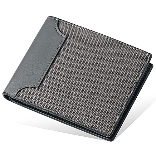 SDGBCXD Brieftasche, mit Blockierung, Canvas-Herren-Geldbörse, 6 Kartenfächern, 1 Münzfach, 2 Bargeldfächern, zweifach gefaltete PU-Geldbörse(Grijs) von SDGBCXD