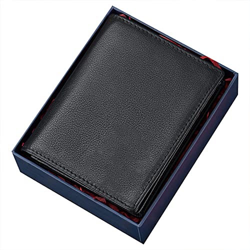 SDGBCXD Brieftasche, mit Blockierung, kurzem vertikalem Fotoalbum aus Leder Mehreren Kartenfächern und verdickter Brieftasche(Black,with Box) von SDGBCXD