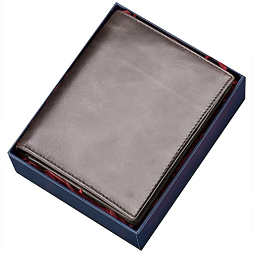 SDGBCXD Brieftasche, mit Blockierung, kurzem vertikalem Fotoalbum aus Leder Mehreren Kartenfächern und verdickter Brieftasche(Grijs,with Box) von SDGBCXD