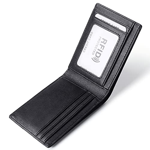 SDGBCXD Brieftasche, mit blockierender Kreditkarten-Geldbörse Soft Touch Mini-Geldbörse for Herren zweifacher Falte(Black) von SDGBCXD