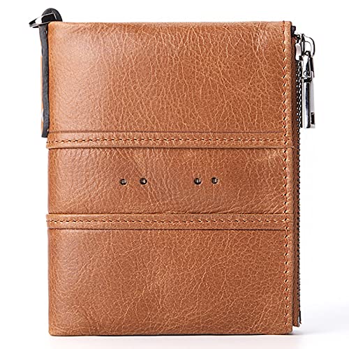 SDGBCXD Brieftasche, mit kleinem Geldfach Blocking Echtleder Reißverschluss Münzfach(Oranje) von SDGBCXD