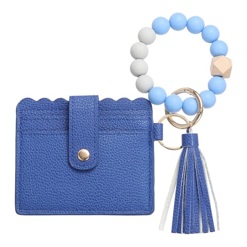 SDGBCXD Perlen Portemonnaie., Schlanke Geldbörse aus PU-Leder for Damen, kompaktes und leichtes Design for den täglichen Gebrauch, Rot(Blue) von SDGBCXD