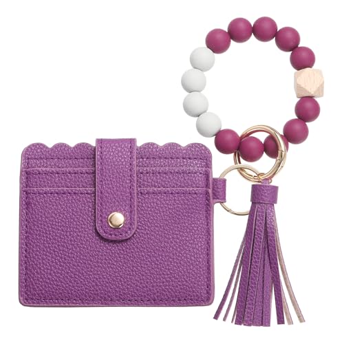 SDGBCXD Perlen Portemonnaie., Schlanke Geldbörse aus PU-Leder for Damen, kompaktes und leichtes Design for den täglichen Gebrauch, Rot(Dark Purple) von SDGBCXD