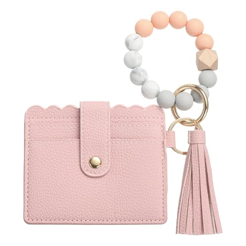 SDGBCXD Perlen Portemonnaie., Schlanke Geldbörse aus PU-Leder for Damen, kompaktes und leichtes Design for den täglichen Gebrauch, Rot(Pink) von SDGBCXD