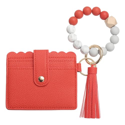 SDGBCXD Perlen Portemonnaie., Schlanke Geldbörse aus PU-Leder for Damen, kompaktes und leichtes Design for den täglichen Gebrauch, Rot(Red) von SDGBCXD