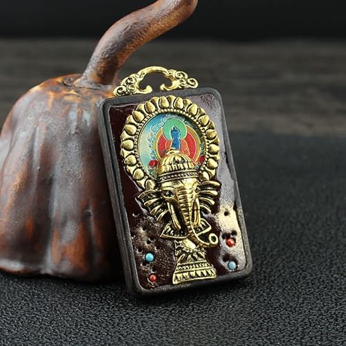SDGBCXD Thangka Anhänger ， Mode Vintage alte Nepal Thangka Buddha Statue Gott Ebenholz Elefant Anhänger Halskette exotisch for Männer und Frauen Pullover Kette(Pendant Accessories 01) von SDGBCXD