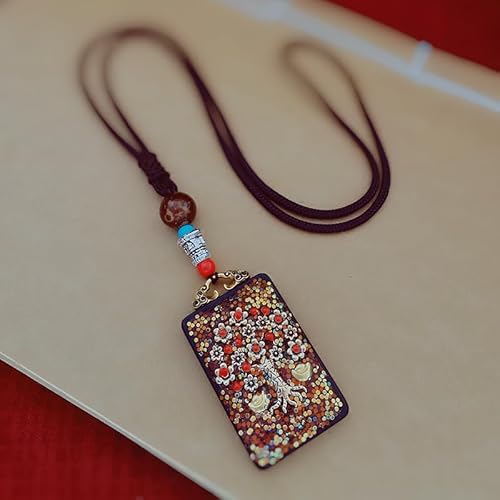 SDGBCXD Thangka Anhänger ， Nepal Thangka Anhänger Männliche Grüne Mutter Manjusri Ebenholz Buddha Retro Halskette Wolle Kette Anhänger Weibliche Amulett Patron Glück(Nepal 039 S Red for) von SDGBCXD