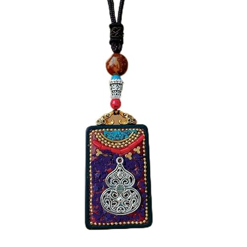 SDGBCXD Thangka Anhänger ， Nepal Thangka Anhänger Männliche Grüne Mutter Manjusri Ebenholz Buddha Retro Halskette Wolle Kette Anhänger Weibliche Amulett Patron Glück(Nepal Blue Silver Go) von SDGBCXD